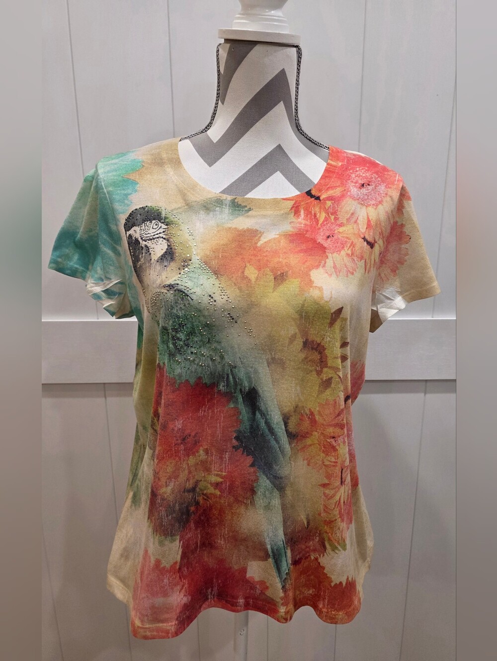 Chico's Short Sleeve Multicolor Shirt Size 2 US Size 12- *173